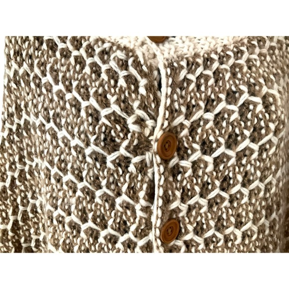 SIMPLY NOELLE Women's One Size Knit Button Front Poncho Sweater Brown White‎ - Picture 5 of 7
